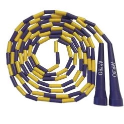 AMPRO BALLERS 10FT ADJUSTABLE BEADED JUMP ROPE - PURPLE/YELLOW