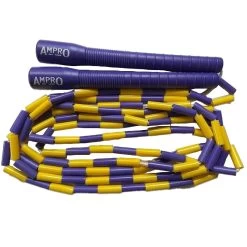 AMPRO BALLERS BEADED LONG HANDLE FREESTYLE JUMP ROPE - PURPLE/YELLOW