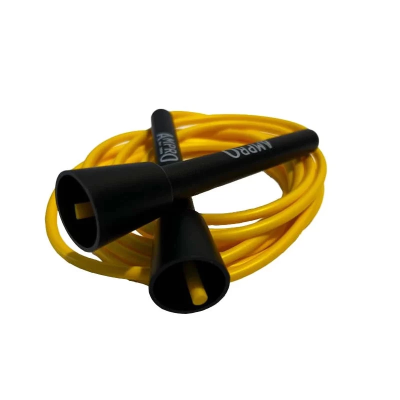 AMPRO ZOOM ADJUSTABLE 11FT SPEED SKIPPING ROPE-BLACK/YELLOW 1 AMPRO ZOOM ADJUSTABLE 11FT SPEED SKIPPING ROPE-BLACK/YELLOW