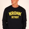 KRONK Detroit Applique Sweatshirt Loose Fit Navy With Yellow Logo