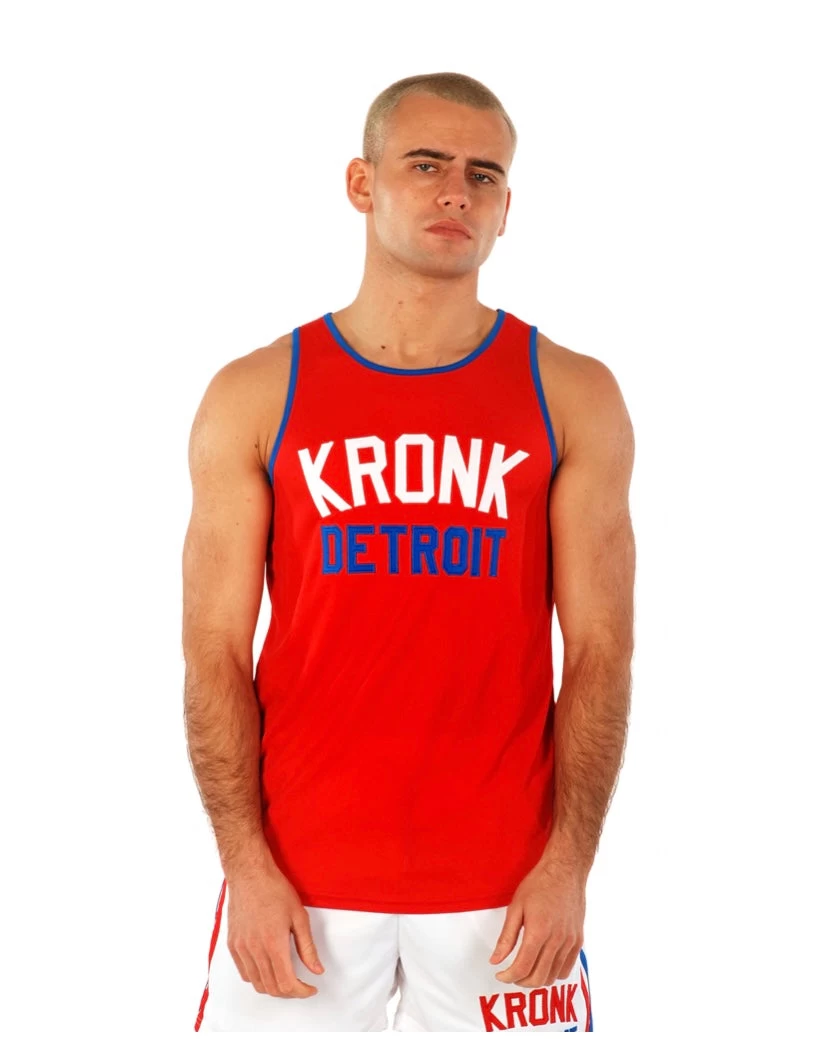KRONK Iconic Detroit Applique Training Gym Vest Red 1 KRONK Iconic Detroit Applique Training Gym Vest Red