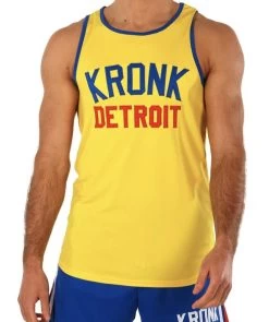 KRONK Iconic Detroit Applique Training Gym Vest Yellow