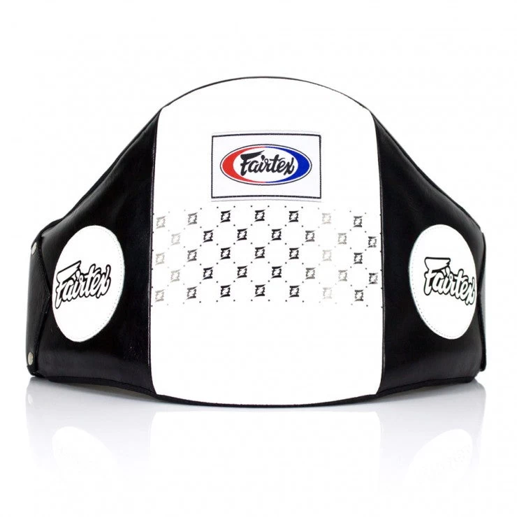 FAIRTEX LEATHER BELLY PAD White/black 1 FAIRTEX LEATHER BELLY PAD White/black