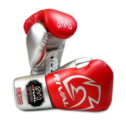 RIVAL RS100 PROFESSIONAL SPARRING LACE Red/silver 1 RIVAL RS100 PROFESSIONAL SPARRING LACE Red/silver