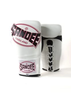 SANDEE COOLTEC PRO FIGHT LEATHER LACE White/black/red -Boxing Discount Store gloves106 1