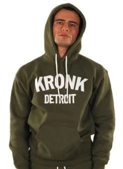 KRONK DETROIT APPLIQUE HOODIE MILITARY GREEN