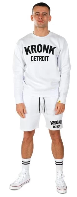 KRONK DETROIT APPLIQUE SHORTS WHITE -Boxing Discount Store kronkshorts3