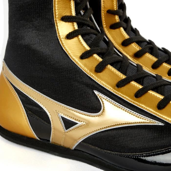 MIZUNO MID-CUT CUSTOM BOXING SHOES - BLACK GOLD 6 MIZUNO MID-CUT CUSTOM BOXING SHOES - BLACK GOLD - Image 6