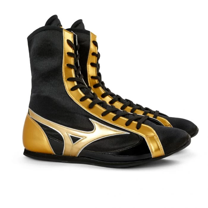 MIZUNO MID-CUT CUSTOM BOXING SHOES - BLACK GOLD 2 MIZUNO MID-CUT CUSTOM BOXING SHOES - BLACK GOLD - Image 2