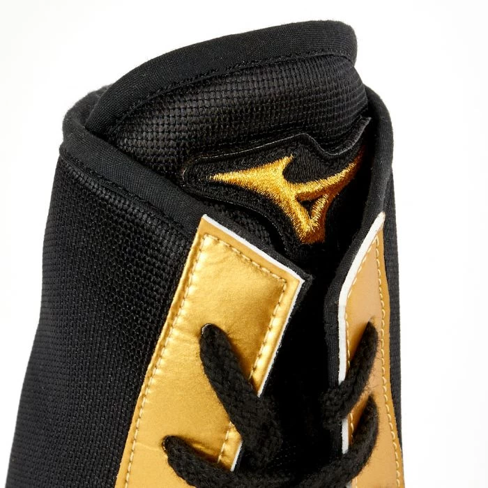 MIZUNO MID-CUT CUSTOM BOXING SHOES - BLACK GOLD 4 MIZUNO MID-CUT CUSTOM BOXING SHOES - BLACK GOLD - Image 4