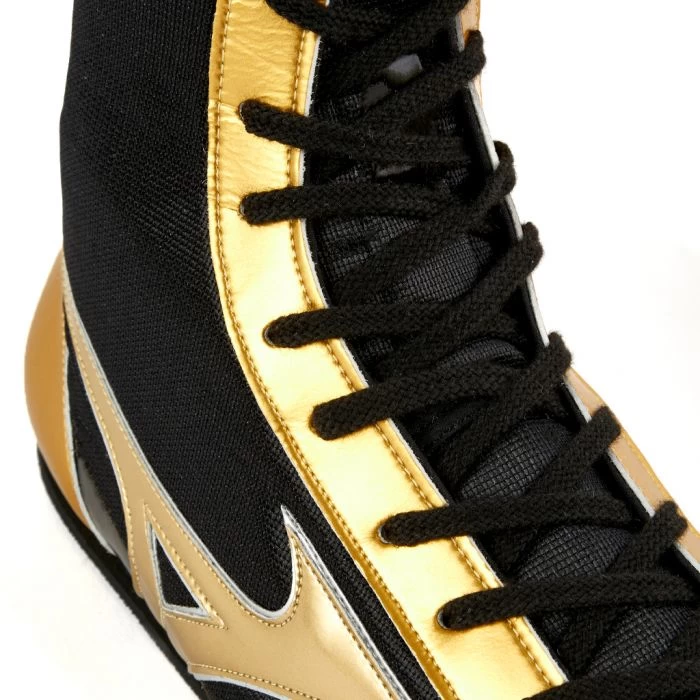 MIZUNO MID-CUT CUSTOM BOXING SHOES - BLACK GOLD 3 MIZUNO MID-CUT CUSTOM BOXING SHOES - BLACK GOLD - Image 3