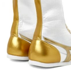 MIZUNO MID-CUT CUSTOM BOXING SHOES - WHITE GOLD -Boxing Discount Store mizuno109111101