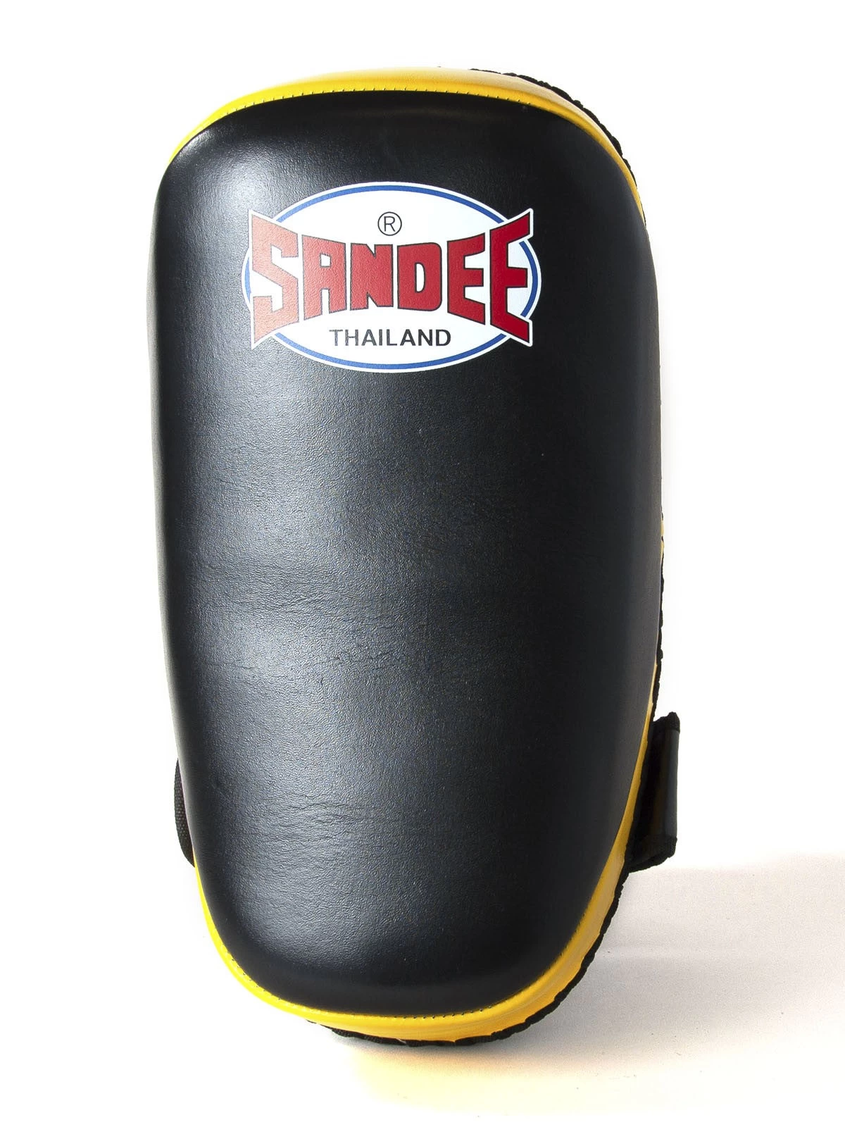 SANDEE BLACK & YELLOW CURVED THAI LEATHER KICK PADS Black/yellow 2 SANDEE BLACK & YELLOW CURVED THAI LEATHER KICK PADS Black/yellow - Image 2