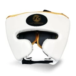 RINGSIDE PRO FITNESS HEADGUARD SYNTHETIC LEATHER Metallic White/black/gold